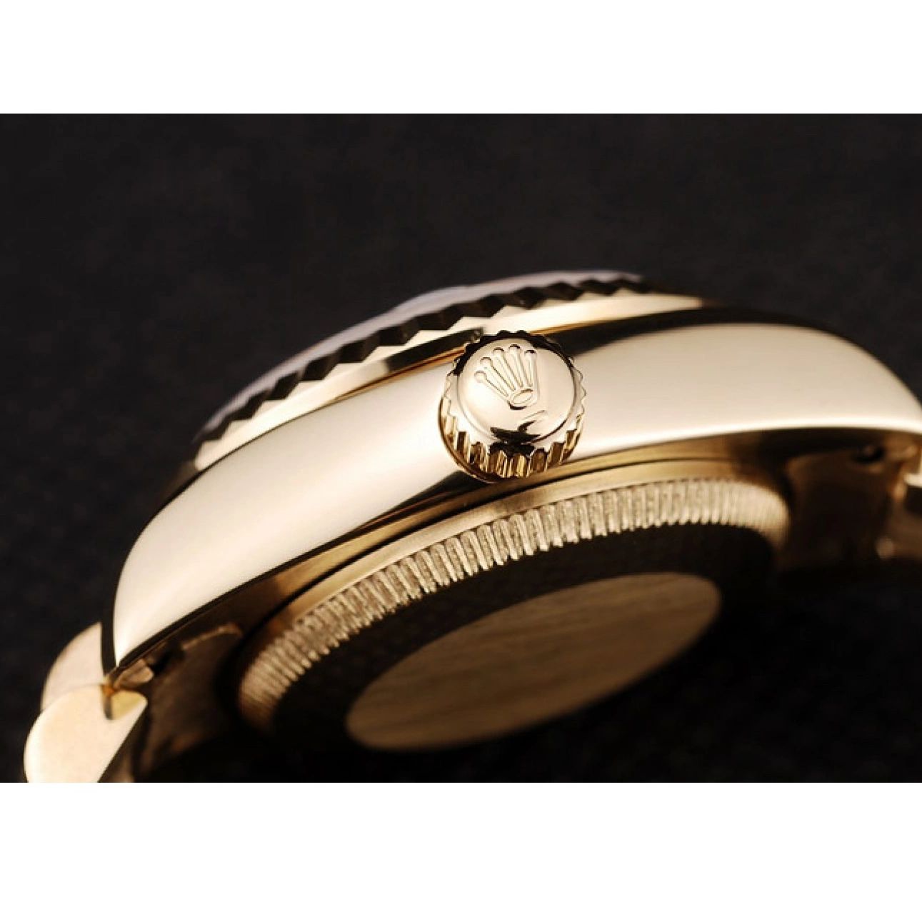 Aaa replica watch Dial Rolex Gold Ribbed Gold Pattern Bezel DateJust 0717
